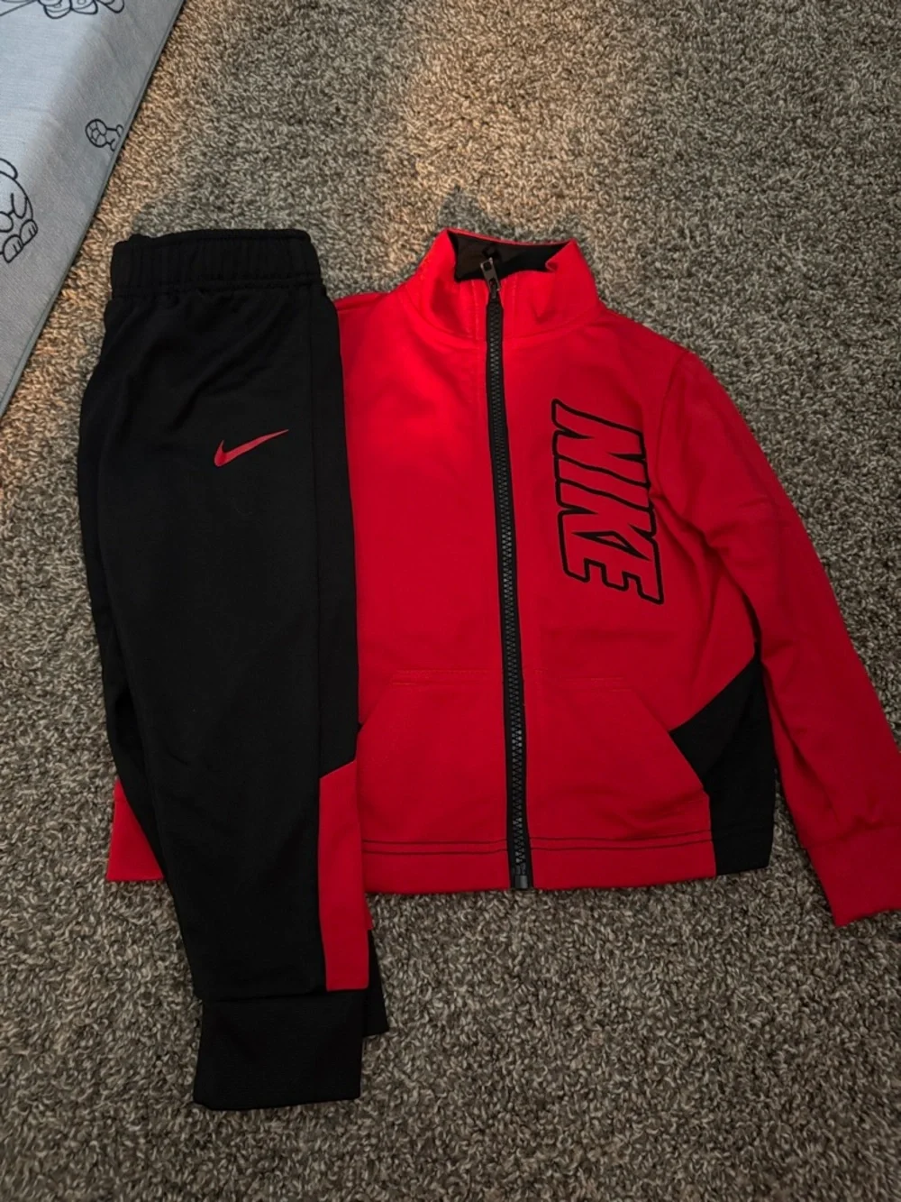Nike Red and Black Kids' Zip Track Jacket & Pants Set 3T - Picture 2 of 2